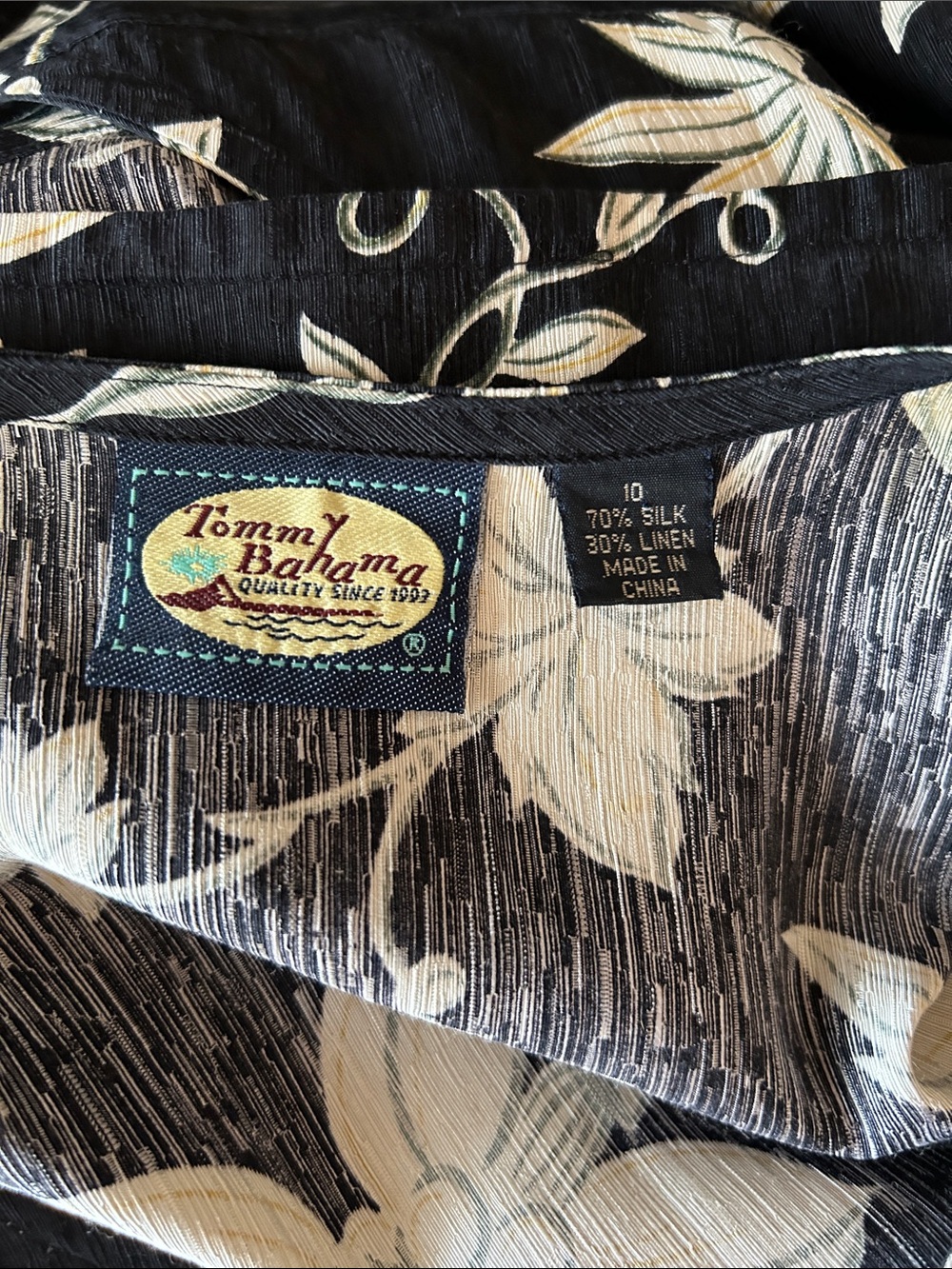 Tommy Bahama Black and White Floral Sleeveless Maxi Dress with Tie Waist size 10 - Picture 12 of 12